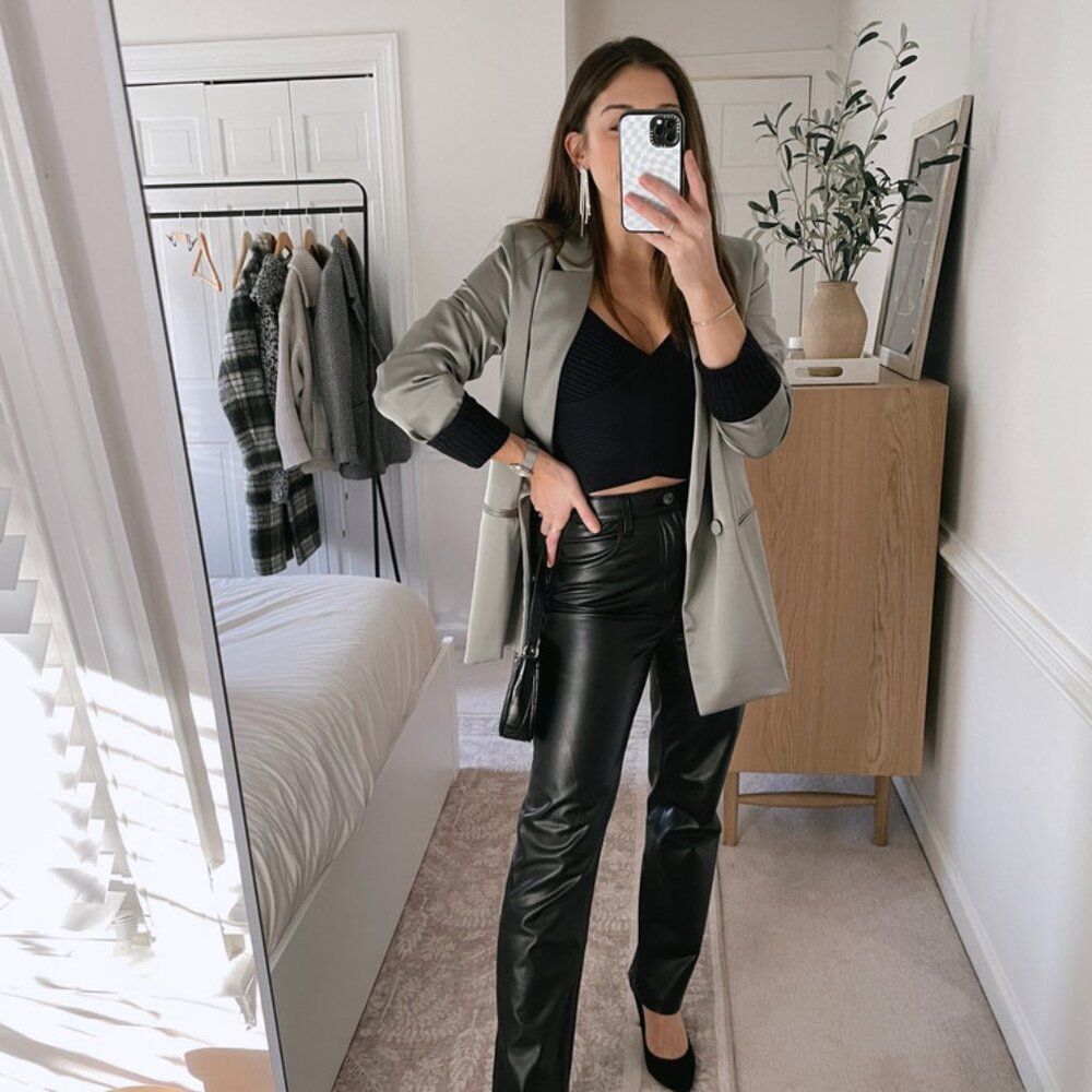 Abercrombie & Fitch Vegan Leather Straight Leg Pant